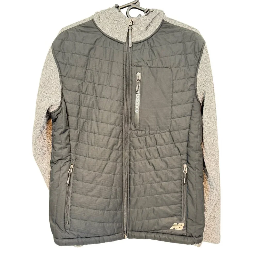 New Balance Quilted Front Full-Zip Hoodie - Men's S - Black/Gray - Picture 2 of 11